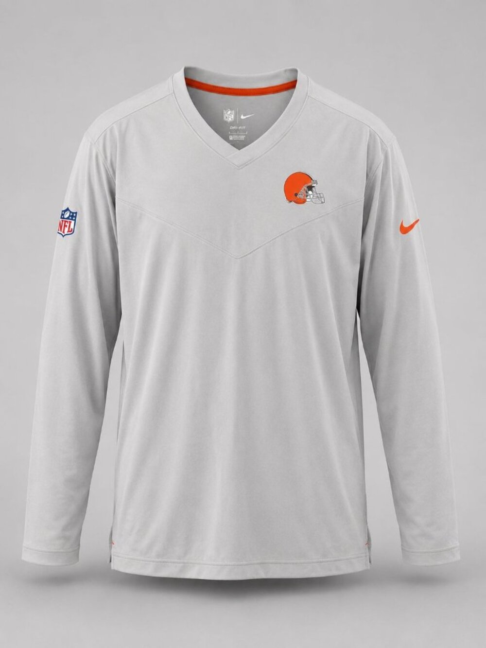 Nike Cleveland Browns Mens Large Long Sleeve Shirt Gray Dri Fit On Field NFL NEW